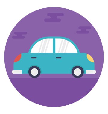 Düz simgesi tasarım bir mavi oyuncak araba