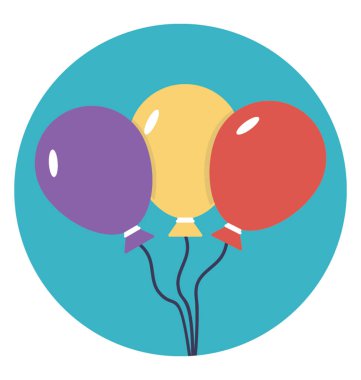 Düz simgesi tasarım dekorasyon ve kutlama temsil eden balon