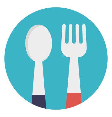 Düz simgesi tasarım bir kaşık ve çatal