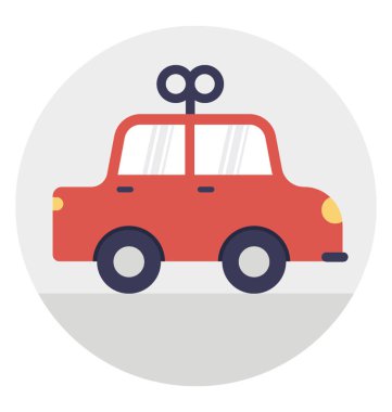 Bir oyuncak araba kırmızı renkte düz simgesi tasarım 