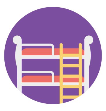 Çocuklar ranza merdiven, düz vektör simgesi ile 