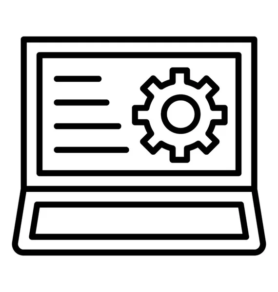 Обработка Данных Ноутбуке Концепция Маркетинга Контента Линии — стоковый вектор