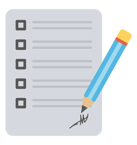 Signed Policy Document Approved List Items Flat Icon — Stock Vector