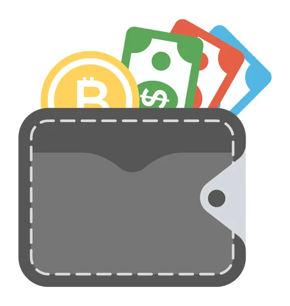 Πορτοφόλι Χρήματα Επίπεδη Σχεδίαση Μετρητών — Διανυσματικό Αρχείο