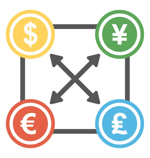 Valutaveksling Valutaomformer Flat Ikon – stockvektor