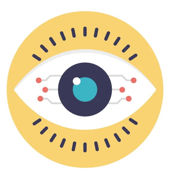 Ein Mechanisches Auge Flache Vektor Icon Design Cyber Auge — Stockvektor