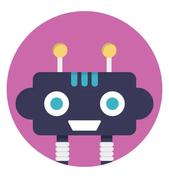 Personaje Robótico Dibujos Animados Icono Plano Inteligencia Artificial — Vector de stock