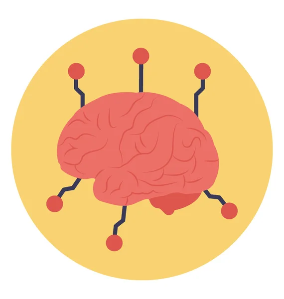 Artificial Brain Flat Icon Neural Network — Stock Vector