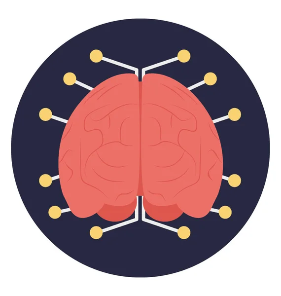 Neural Circuit Deep Brain Stimulation Concept Flat Icon — Stock Vector