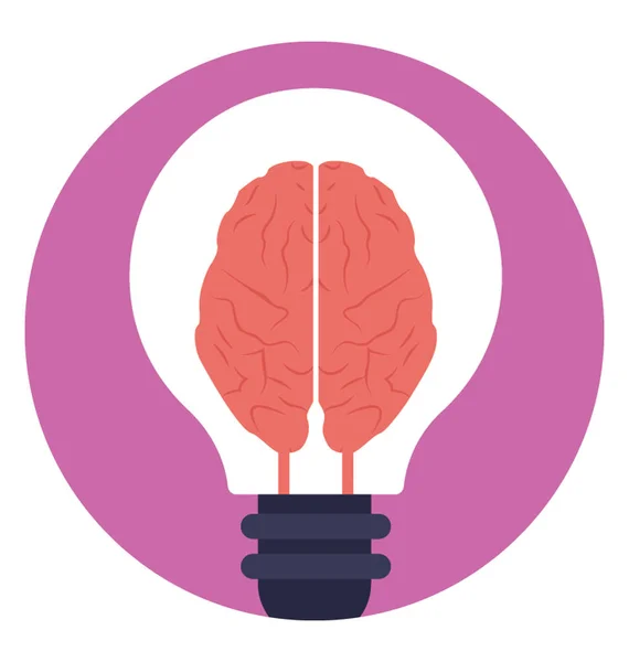 Human Brain Light Bulb Creative Mind Concept Flat Icon — Stock Vector