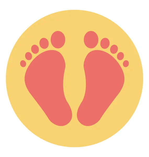 Rote Menschliche Fußabdrücke Flaches Vektorsymbol — Stockvektor