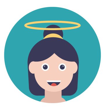 Küçük bir melek kız, düz vektör simgesi 