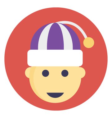 Bir çizgi film joker yüz, düz vektör simgesi 