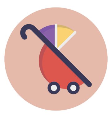 Bebek arabası düz vektör simgesi