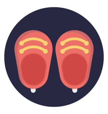 Bebek Patik düz vektör simgesi kırmızı boyalı 