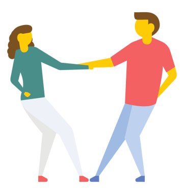 Erkek ve kız dans, düz vektör simge birleştirmek 