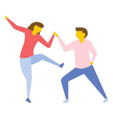 Yarışmacılar dans rock-n-roll, düz vektör simgesi 