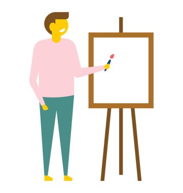 Tuval üzerinde düz vektör simge resmi bir ressamın 