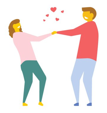 Romantik Çift aşık elele, düz vektör simgesi 