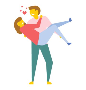 Onun kız arkadaşı kollarında tutmak yakışıklı genç, 