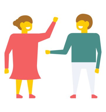 Genç schoolfellows. Mutlu bir kız ve bir erkek birbirlerine düz vektör simgesi düşük beş veren 