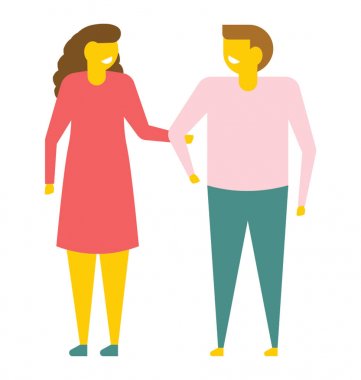 Arkadaşlar el ele yürürken düz vektör simgesi 