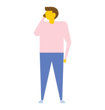 Telefon görüşmesi, düz vektör simge için konuşan bir duran adam 