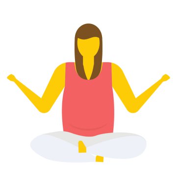 Kadın bir geleneksel yoga poz, düz vektör simgesi 