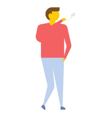 Bir genç adam Sigara İçilmeyen, düz vektör simgesi 