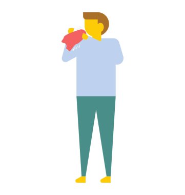 Kol ağrısı, düz vektör simgesi olan bir erkek hasta 