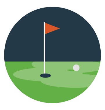 Düz simgesi kırmızı bayrak, golf topu 