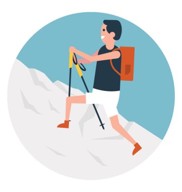 Düz simge dağ tırmanışı, etkinlik hiking