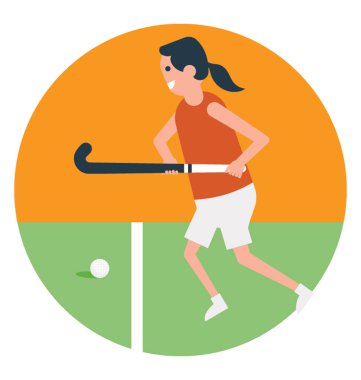 Düz simgesi hokey oyuncusu, hokey oynarken 