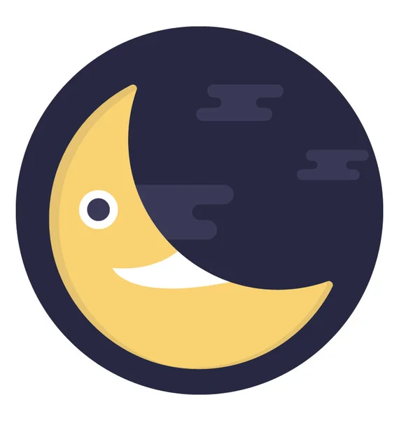 Icono Plano Diseño Una Caricatura Luna Que Representa Tiempo Sueño — Vector de stock