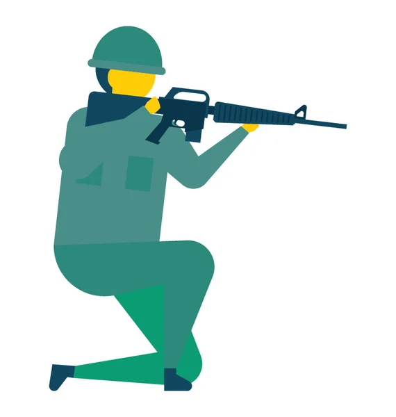 Armeesoldat Mit Gewehr Für Spezialeinsätze Flaches Vektor Symbol — Stockvektor