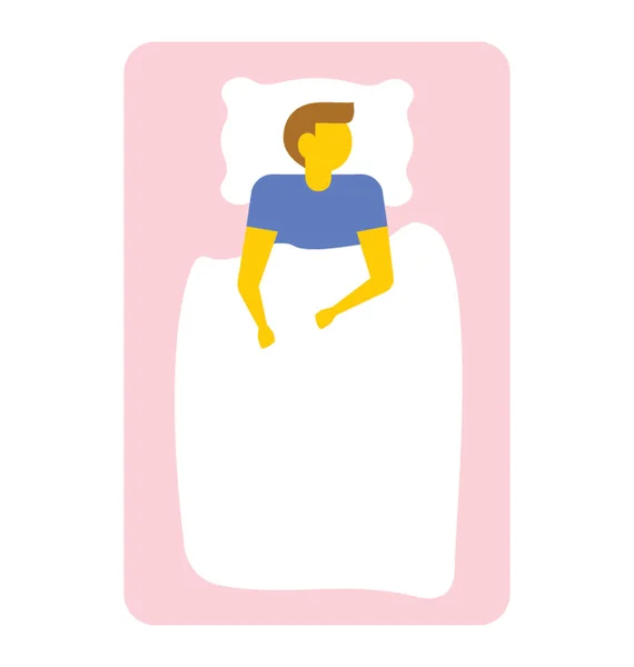 Genç Adam Yatakta Düz Vektör Simge Uyku Üstten Görünüm — Stok Vektör