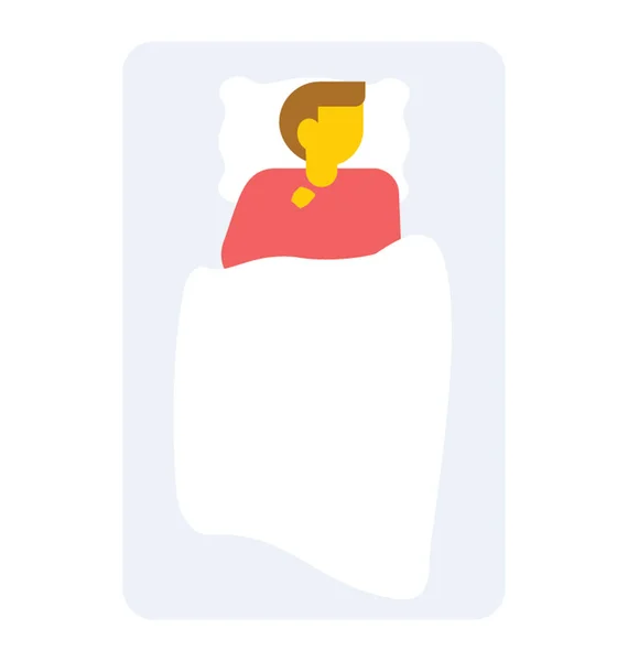 Vue Dessus Jeune Homme Endormi Lit Icône Vectorielle Plate — Image vectorielle