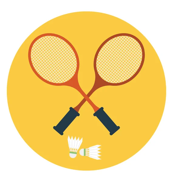 Flache Ikone Badminton Badmintonschläger — Stockvektor