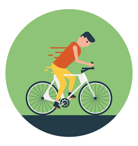 Bisiklete Binme Bisikletçi Düz Simgesi — Stok Vektör