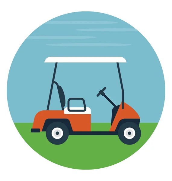 Icône Plate Voiturette Golf Parcours Golf — Image vectorielle