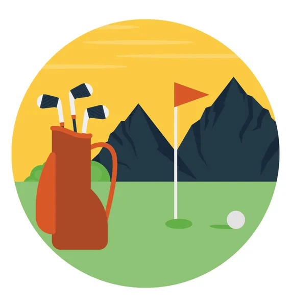 Icono Plano Campo Golf Campo Golf — Vector de stock