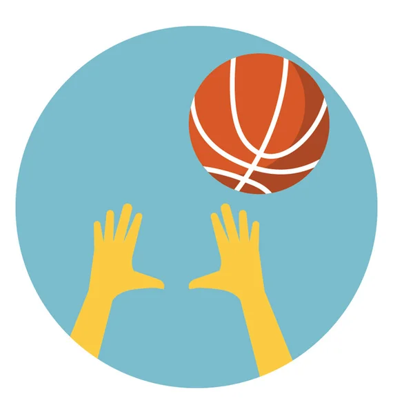 Icono Plano Canasta Puntuación Jugar Baloncesto — Vector de stock