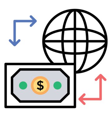 Doodle Icon, uluslararası hareket, banka havalesi 