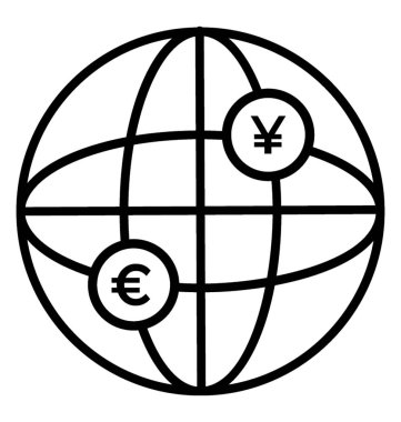 Satırı simgesi uluslararası döviz, uluslararası bankacılık 