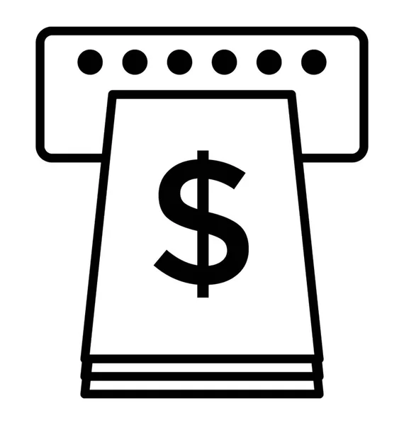 Εικονίδιο Γραμμή Ανάληψη Χρηματικών Ποσών Ανάκτηση Χρημάτων — Διανυσματικό Αρχείο