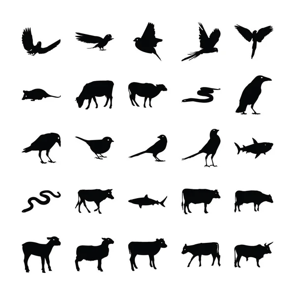 Animais Ícones Vector Pack — Vetor de Stock