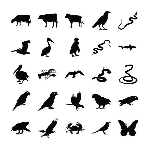 Animals Solid Icons Bundle — Stock Vector