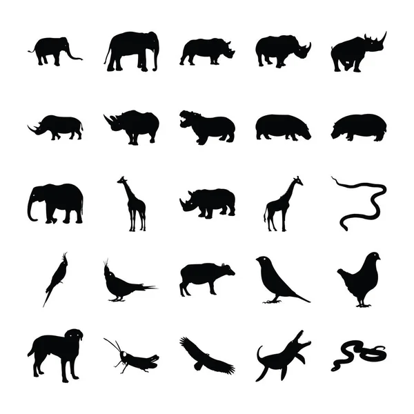 Animals Icons Vector Bundle — Stockový vektor