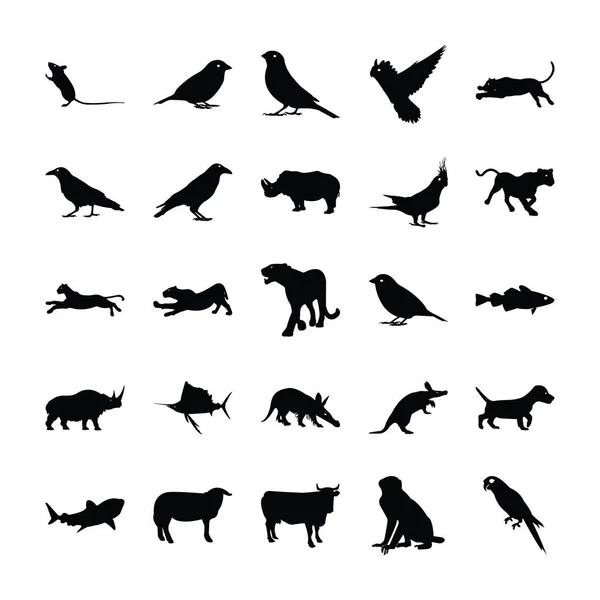 Animals Silhouette Vector Collection — Stockový vektor