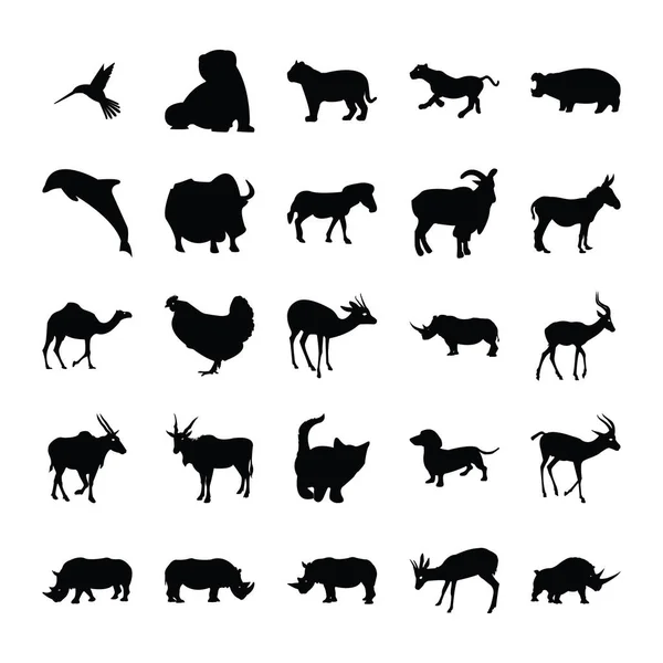 Animals Silhouette Vector Bundle — Stockový vektor